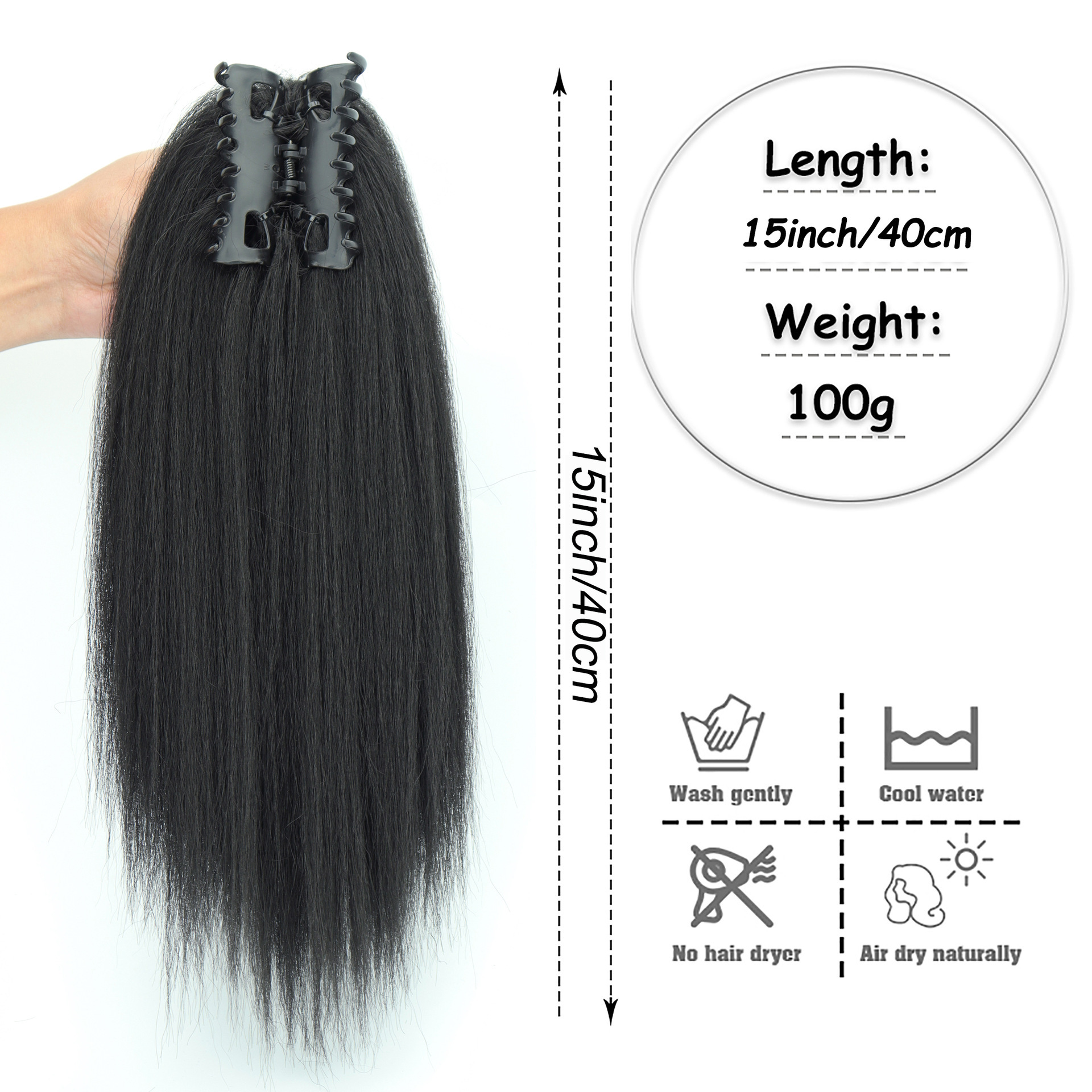 16 pulgadas peluca cola de caballo sintética cabello hollow clip cola de caballo damas cola de caballo alta