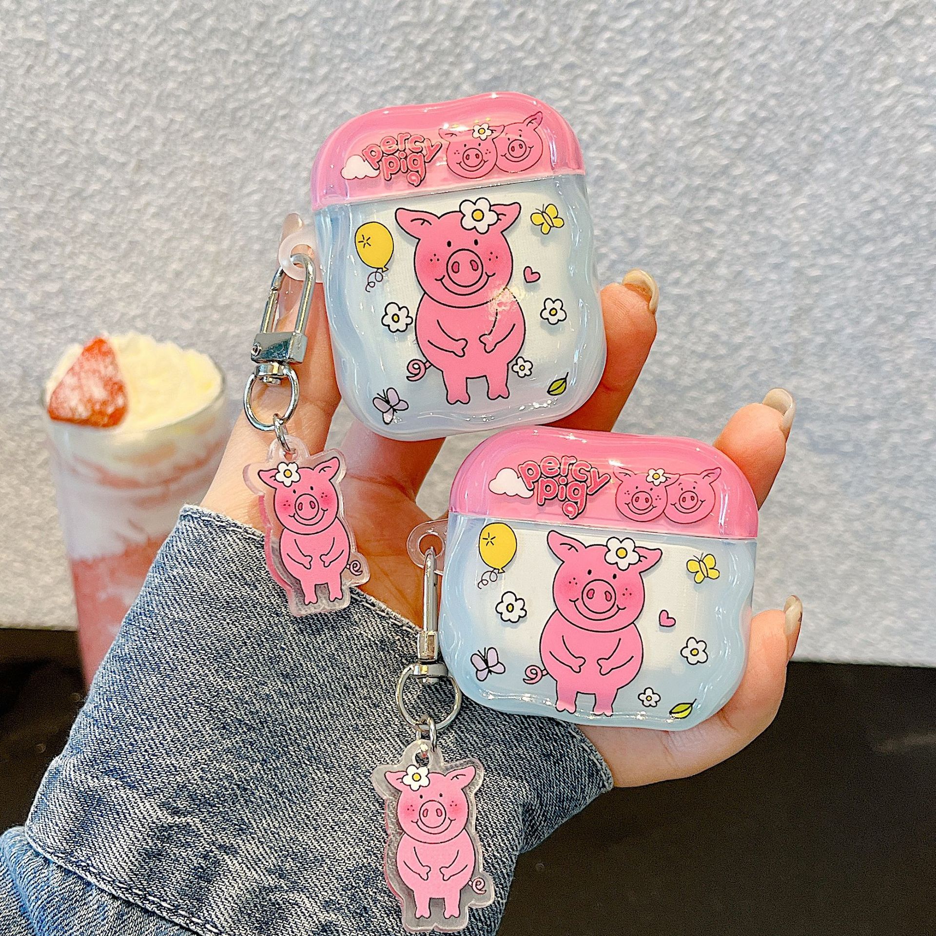 Cubierta de auriculares IMD Cartoon Masha Pig para AirPods Pro Cubierta de auriculares Bluetooth AirPods3 / 4 generación anti-caída image 2