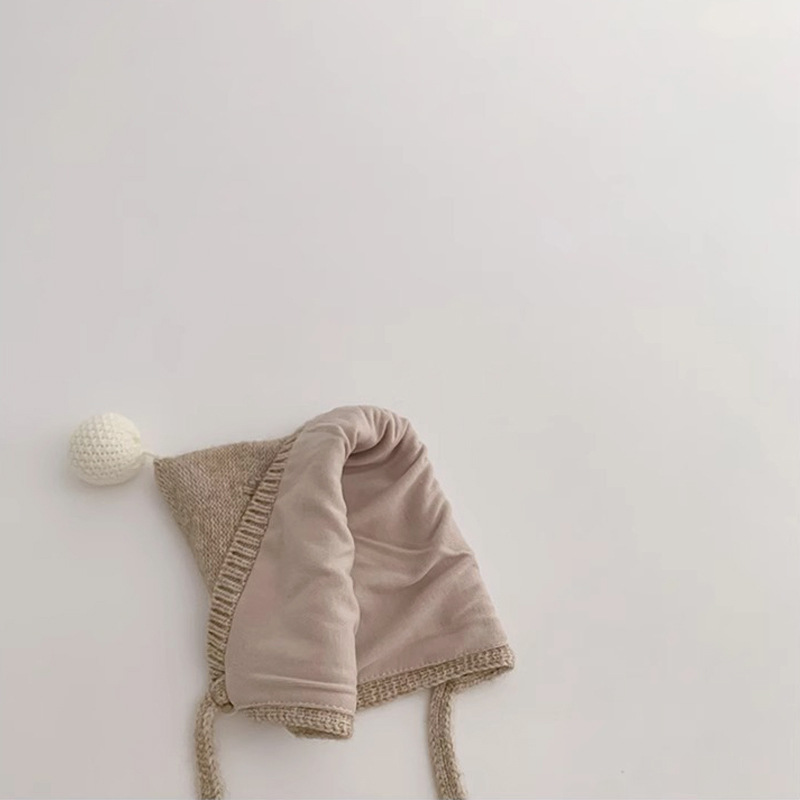 Baby hat Winter newborn ins plus cotton warm ear cap cute baby tire cap wool cap_voghion.com