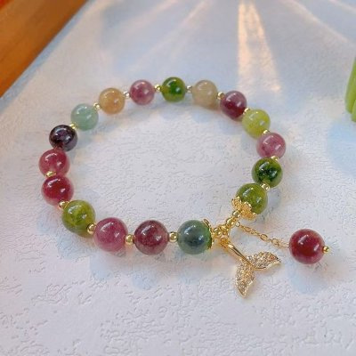 S325-colored tourmaline mermaid bracelet#sz1520