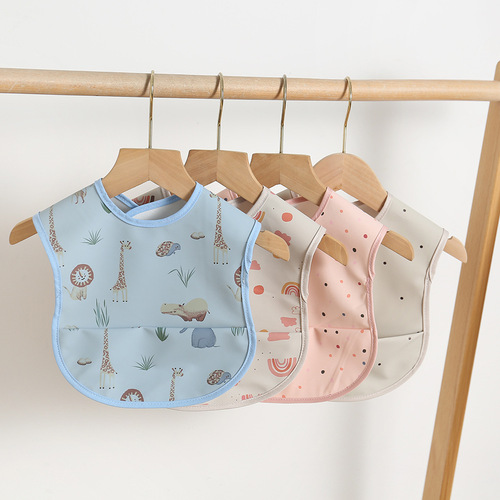 Danish anti-dressing children's waterproof eating bibs super soft PU no-wash bibs waterproof bibs baby food supplement coveralls