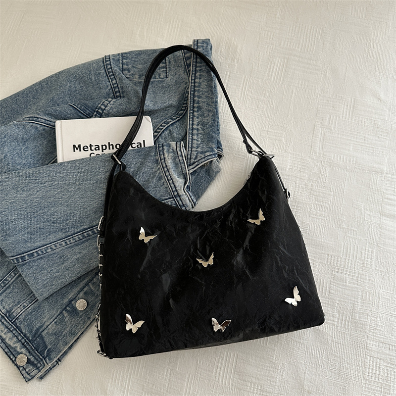 Mochila de viajes de gran capacidad para mujeres 2024 nueva moda mariposa brazo bolso de hombro bolso de cadena universal