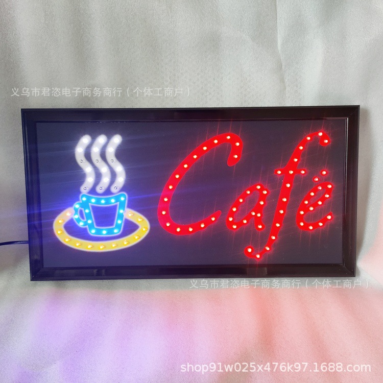 源头工厂跨境热销店铺营业标志 LED CAFE SIGN 创意发光LED广告牌