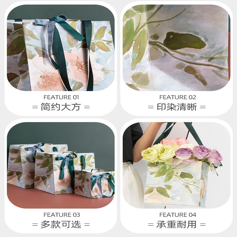 Más tamaño cuadrado bolsa de regalo de vacaciones flor bolso de regalo de cumpleaños bolsa de pastel de hornear bolsa de regalo