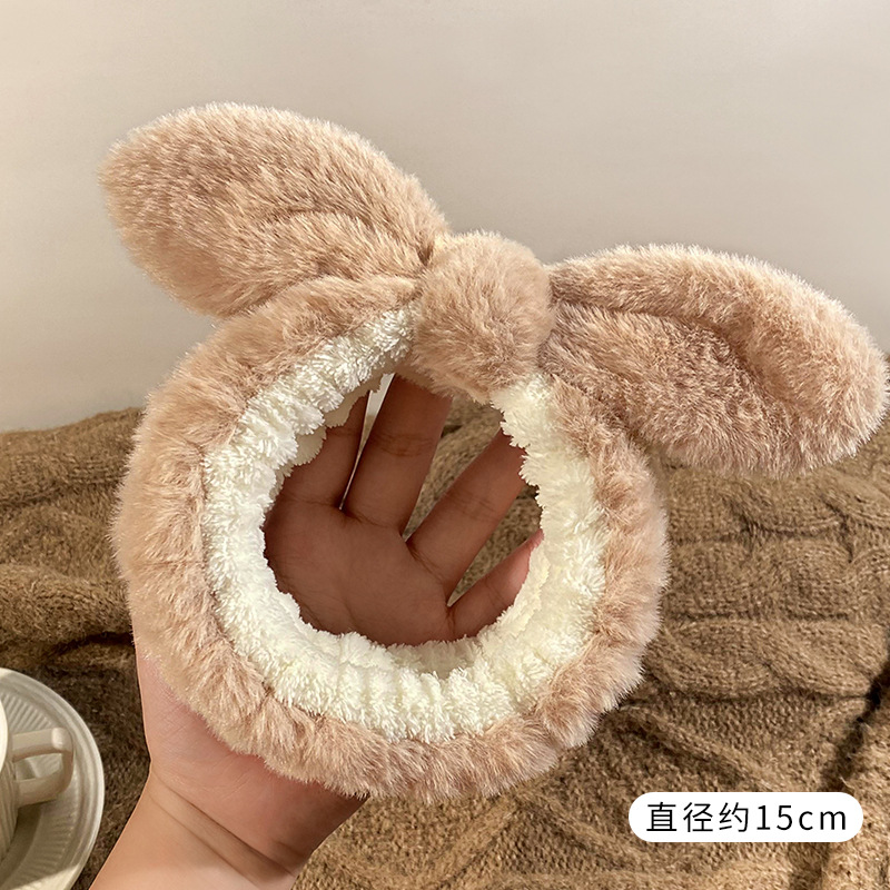 Cartoon facial lavado especial para mujeres 2024 nuevo cabello de peluche maquillaje prensado cabello lindos pinzas de cabello correa tocado