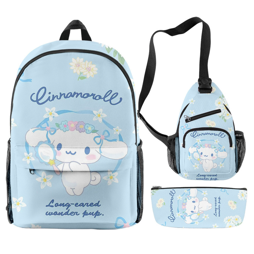 Sanrio, рюкзак, сумка через плечо, пенал, набор, 3D, Синнаморролл, набор из 3 предметов