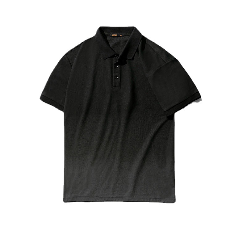 Más tamaño de los hombres de la marca de moda grasa suelta manga corta Camisa de polo más tamaño gradiente gordo media manga Polo camisa