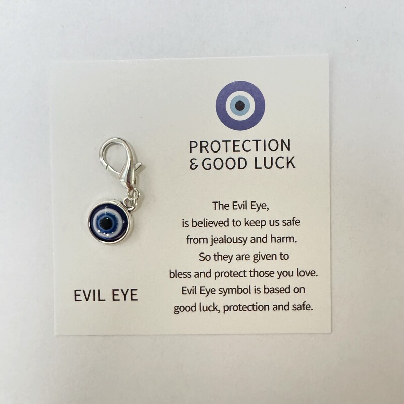 跨境新款PROTECTION GOOD LUCK好运卡贺卡蓝色邪恶之眼钥匙扣挂件|undefined