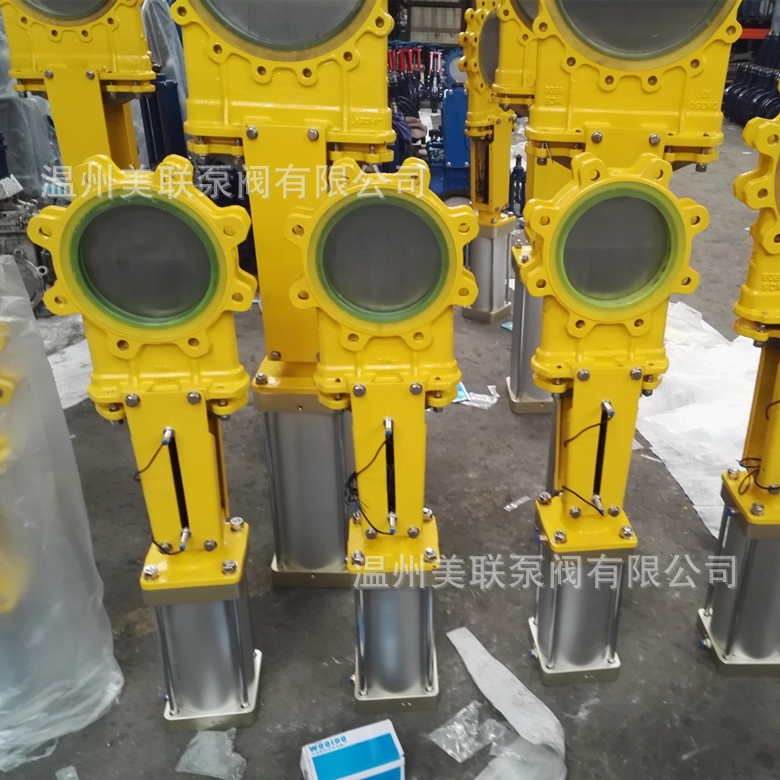 闸阀304/316气动耐磨耐腐闸板阀刀闸阀插板阀PZ673H碳钢耐高温