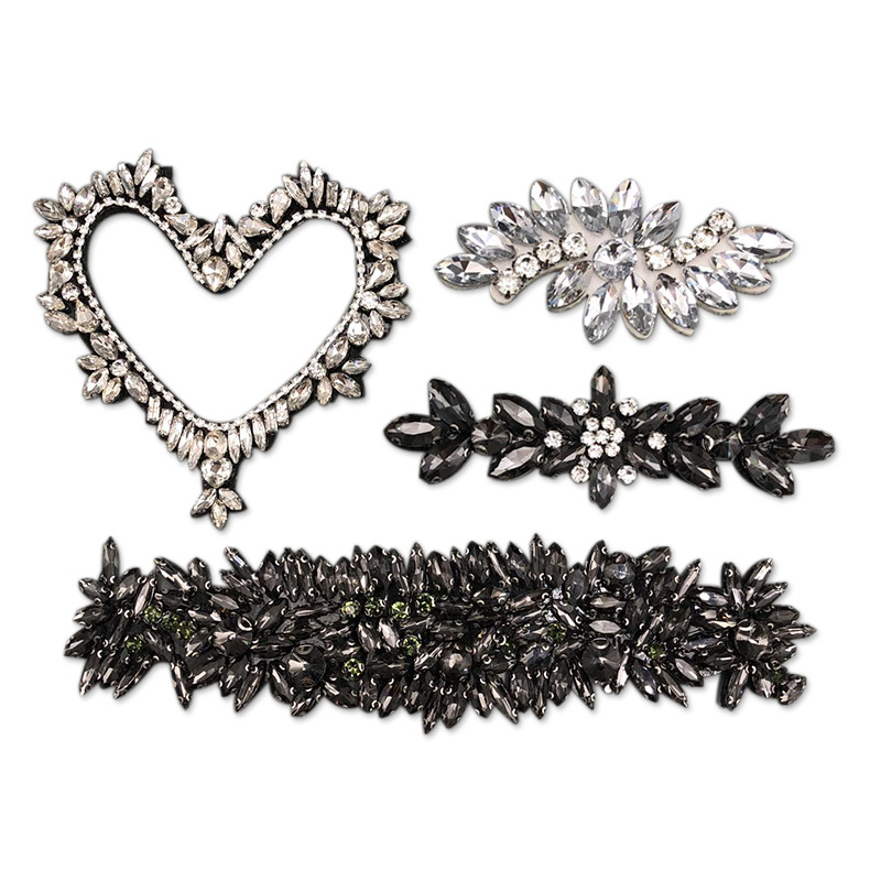 热款直供手工钉珠水钻爱心布贴补丁饰品 镂空大爱心服装diy辅料