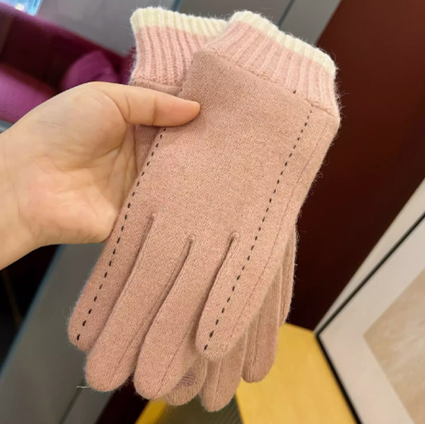 Guantes térmicos de lana de las mujeres de estilo coreano conducción a prueba de frío forro de lana engrosada al aire libre a prueba de viento ciclismo guantes de pantalla táctil de invierno