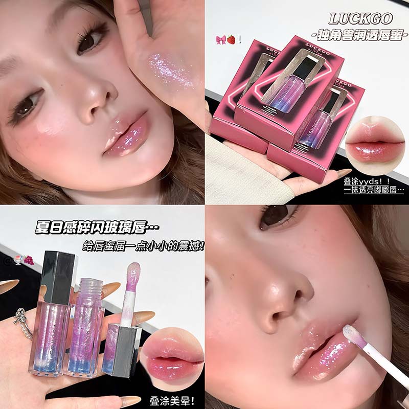 LUCKGO Unicornio humidificante labial miel de agua humectante espejo de color no seco humidificante lápiz labial al por mayor