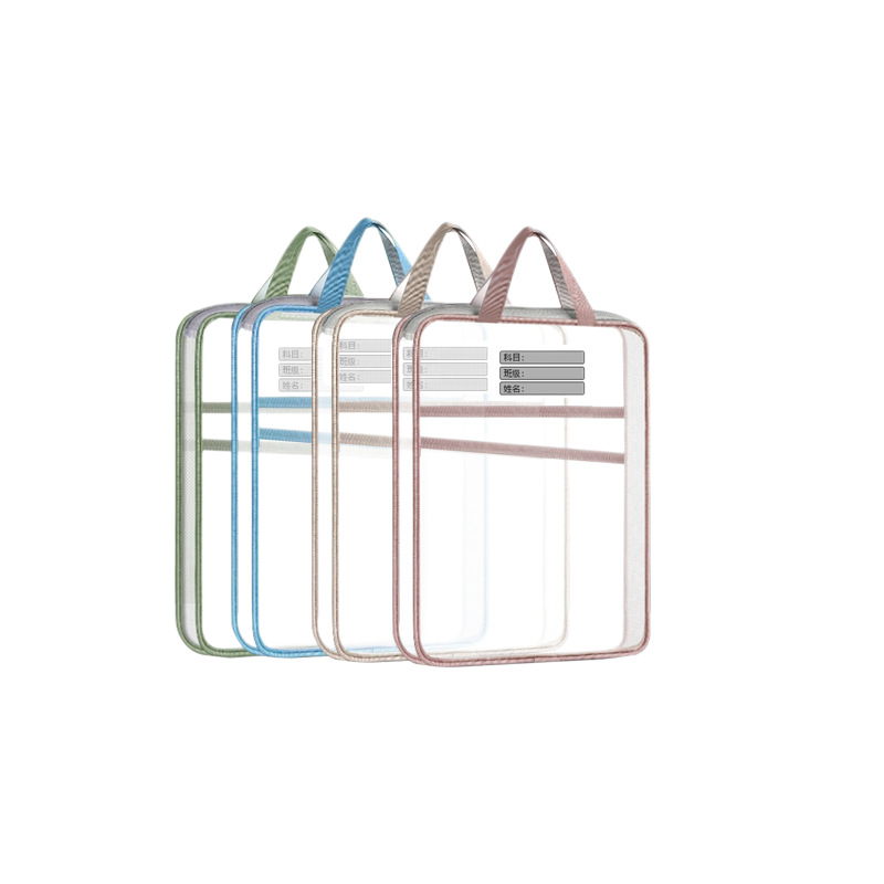 Bolsa de sujeción portátil en forma de L, bolsa de almacenamiento de archivos transparentes, hilo de malla tipo cremallera multicapa, bolsa de mano de gran apertura, bolsa de libros