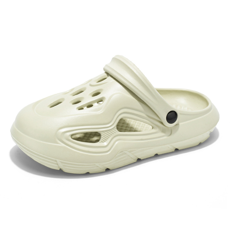 Zapatos con agujeros de color sólido para hombres, ropa exterior de verano, antideslizante, transpirable, suela suave, zapatillas Baotou, sandalias de playa deportivas y de ocio para hombres