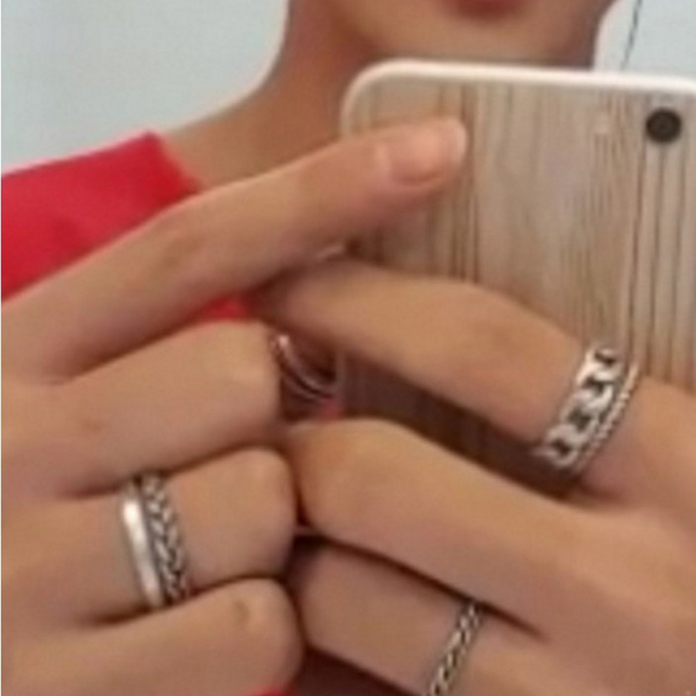 时尚街拍个性几何戒指指环BTS防弹少年团明星同款戒指5件套装