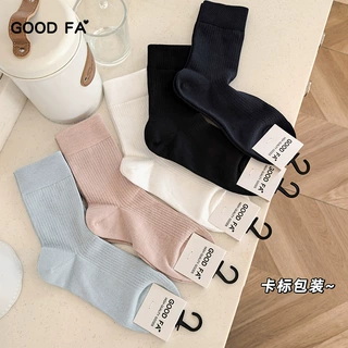 GOOD FA 2026春夏新疆棉瞬吸快干徕卡氨纶手工缝制中筒女袜 26076