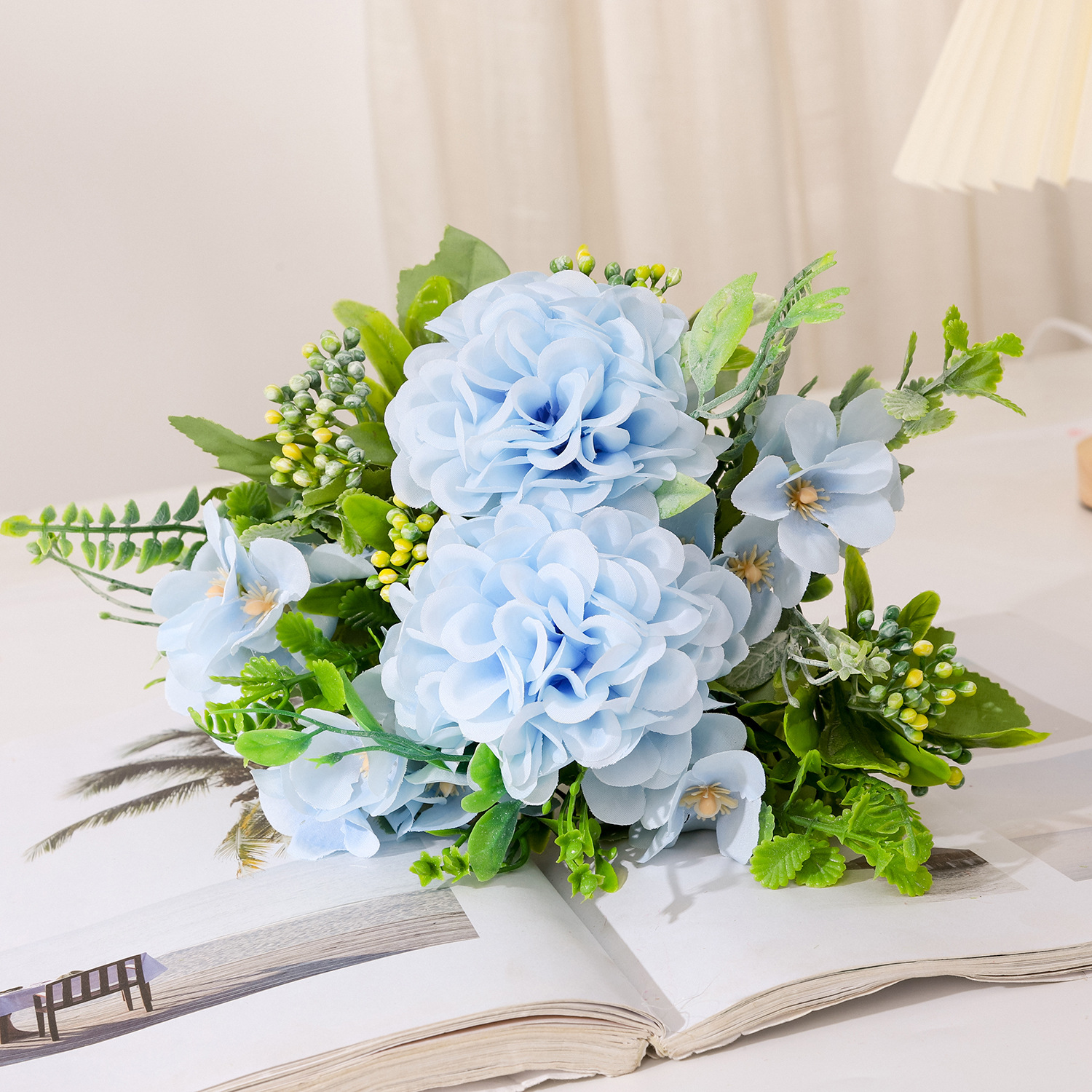 Baifang jardín Maria mariposa bola flor artificial escritorio decoración apoyos mesa de comedor boda arreglo de flores decoración