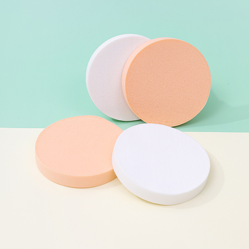 Fábrica de polvo redondo plano personalizado no comer polvo no látex cosmético esponja almohadilla de aire seca y húmeda al por mayor transfronteriza