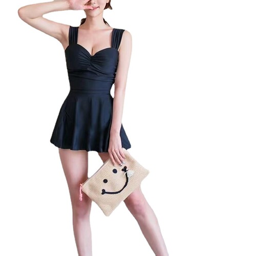  New Large and Small Cup Push-Up Swimsuit, Fashionable and Sexy, Rigid Cup Conservative Split Skirt Style Straight Leg Swimsuit