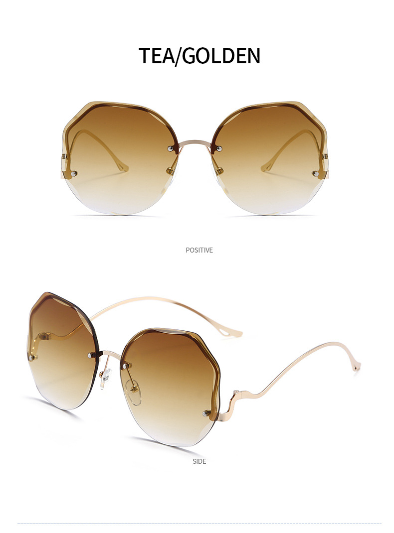 Nouvelles lunettes de soleil à bords coupés sans cadre Tendance européenne et américaine Lunettes de soleil dégradées à film océanique Lunettes de soleil à fleurs en forme de papillon_voghion.com