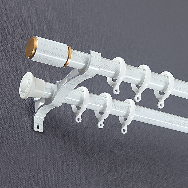 Fábrica engrosada grano de madera nueva aleación de aluminio Chino barra romana cortina pista Mute cortina guía carril salón cortina varilla