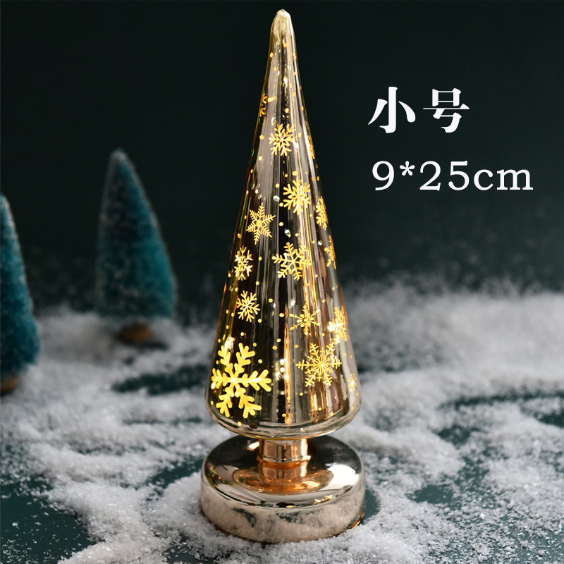 Creativo plateado LED de luz brillante de vidrio árbol de Navidad decoración de escritorio del hogar decoraciones de Navidad luz de la noche