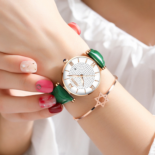 Dawn Calendar Women's Watch Trendy Fashion Rome Live Cross-Border Foreign Trade Diamond-Encrusted Waterproof Quartz Watch