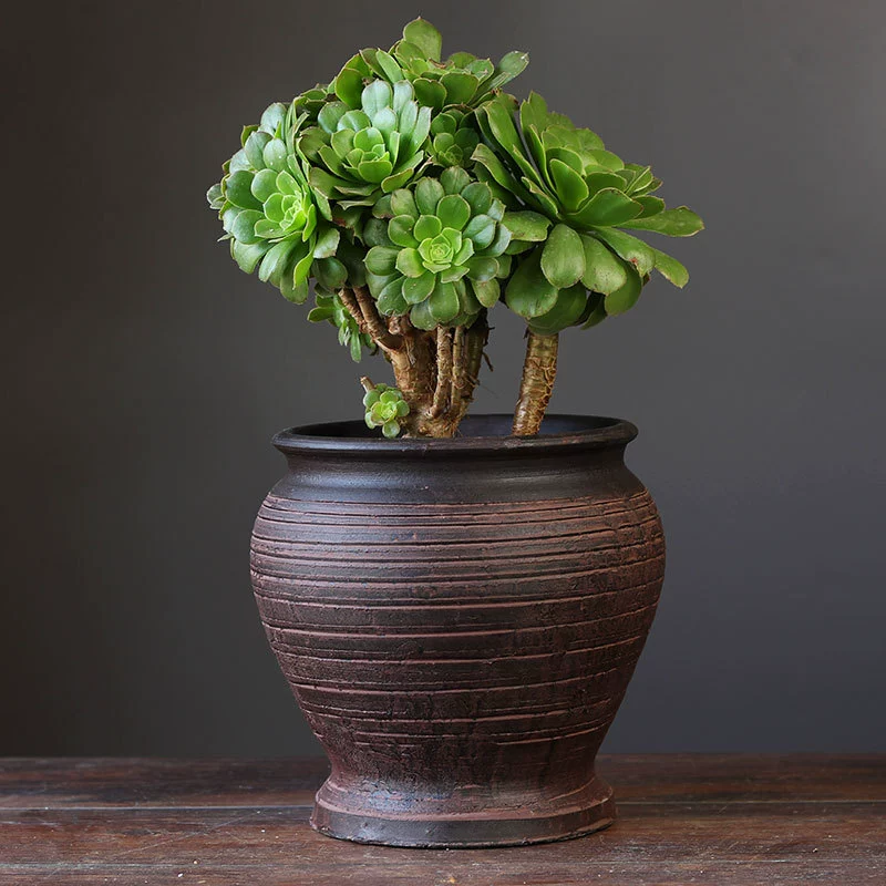 Антикварный керамический горшок, глиняная посуда, очень большой керамический цветочный горшок, зеленое растение, большой диаметр, дышащая ваза в горшке, горшок для рассады, оптовая продажа