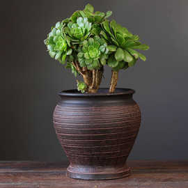 仿古陶罐土陶特大号陶瓷花盆绿植大口径透气盆栽花瓶育苗盆批发