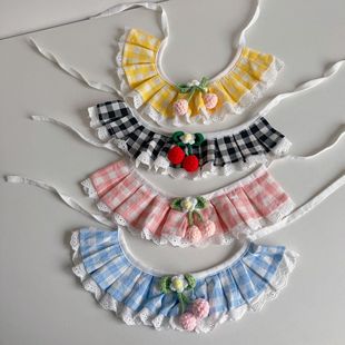 Cat Dog Slippery Towel Fresh Princess Style Muppet Blue and White English Short Teddy Corky Lace Scarf Jewelry