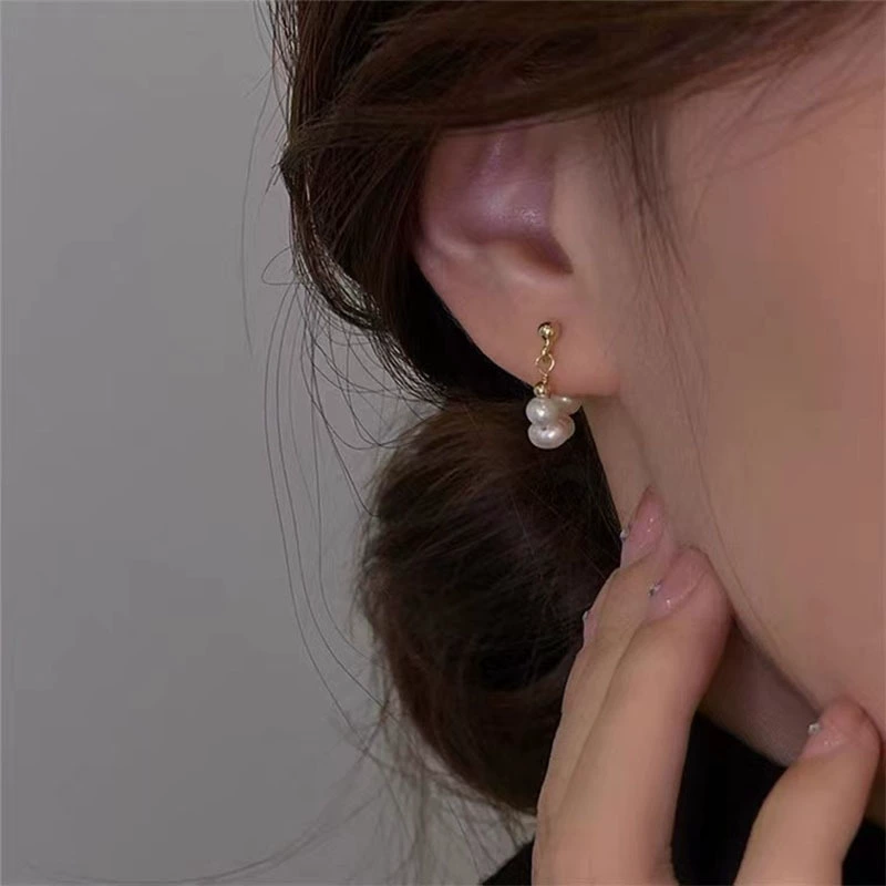Органические серьги из жемчуга, небольшая серебряная игла ручной работы, сезонный тренд, простой и элегантный дизайн, стиль высокого качества, стиль Chanel