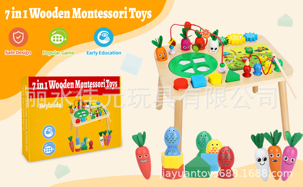 1 Yaşındaki Erkek ve Kız Çocukları İçin 7'si 1 Arada Ahşap Montessori Oyuncakları Bebek Yürümeye Başlayan Çocuk Duyusal Oyuncakları Ahşap Fabrika Aktivite Tablosu