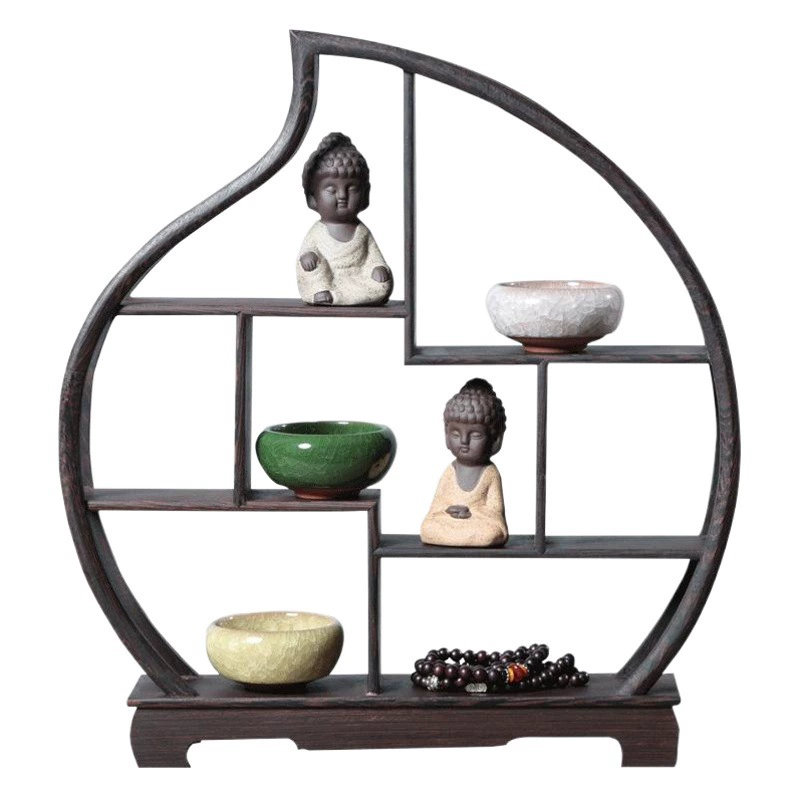 Античная полка из цельного дерева в китайском стиле, куриные крылышки, миниатюрное хранилище из палисандра, павильон с несколькими сокровищами, витрина, украшения для рукоделия