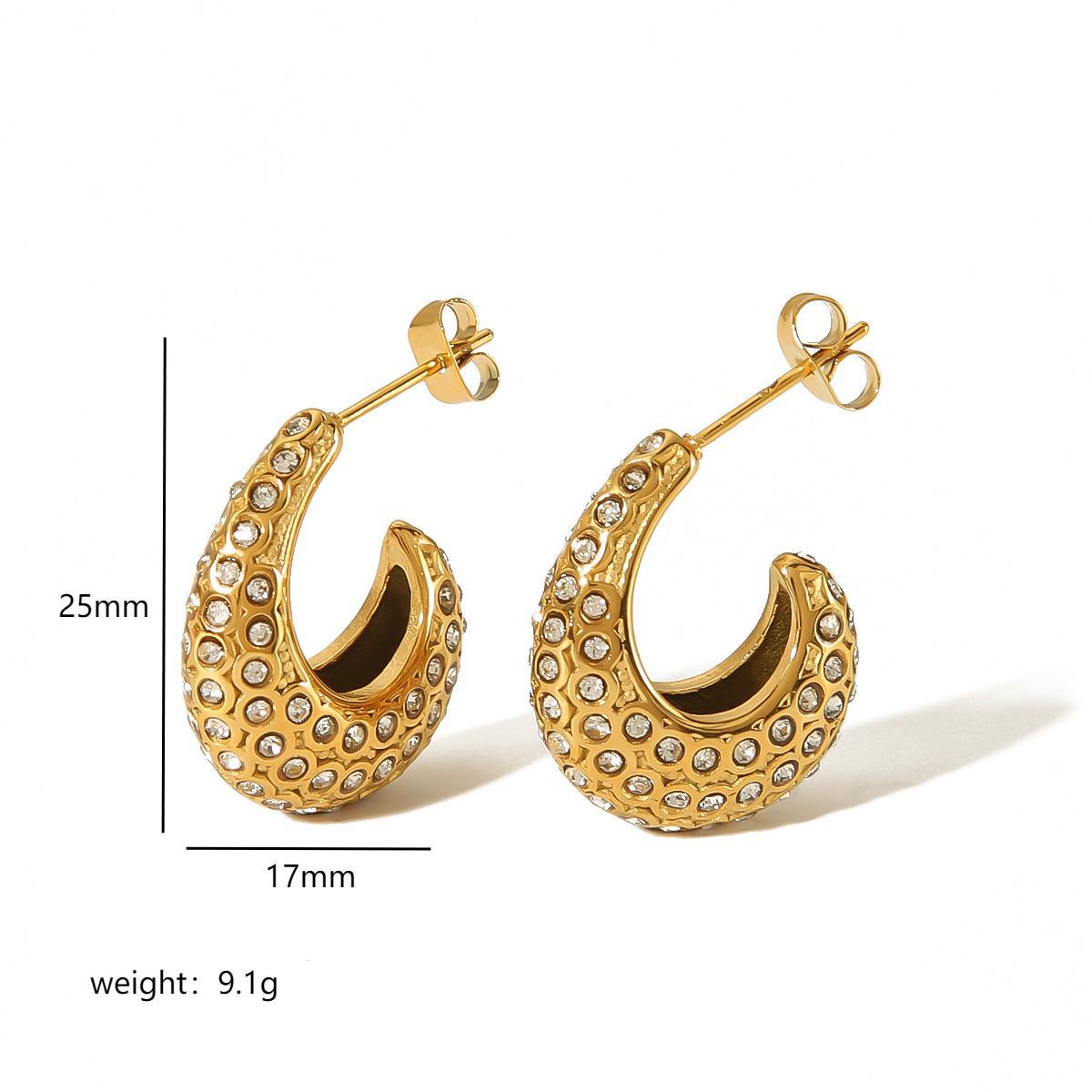 brand earrings with zircon stainless steel