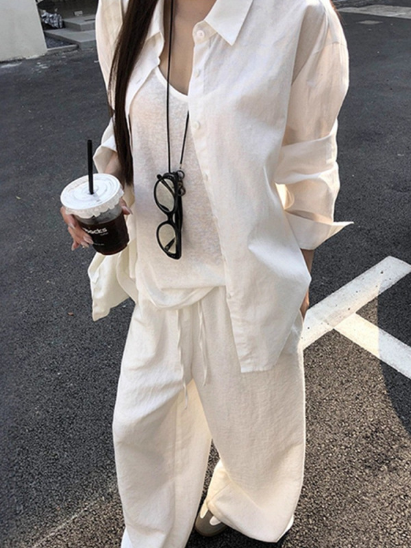 早秋慵懒白色防晒衬衫女新款夏季法式上衣轻奢高级感宽松长袖衬衣|undefined