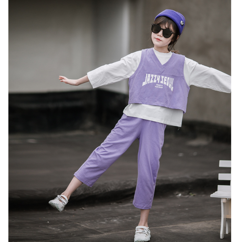 Niñas traje 2023 nueva primavera niños aire sudadera camiseta pantalones moda primavera y otoño casual dos conjuntos