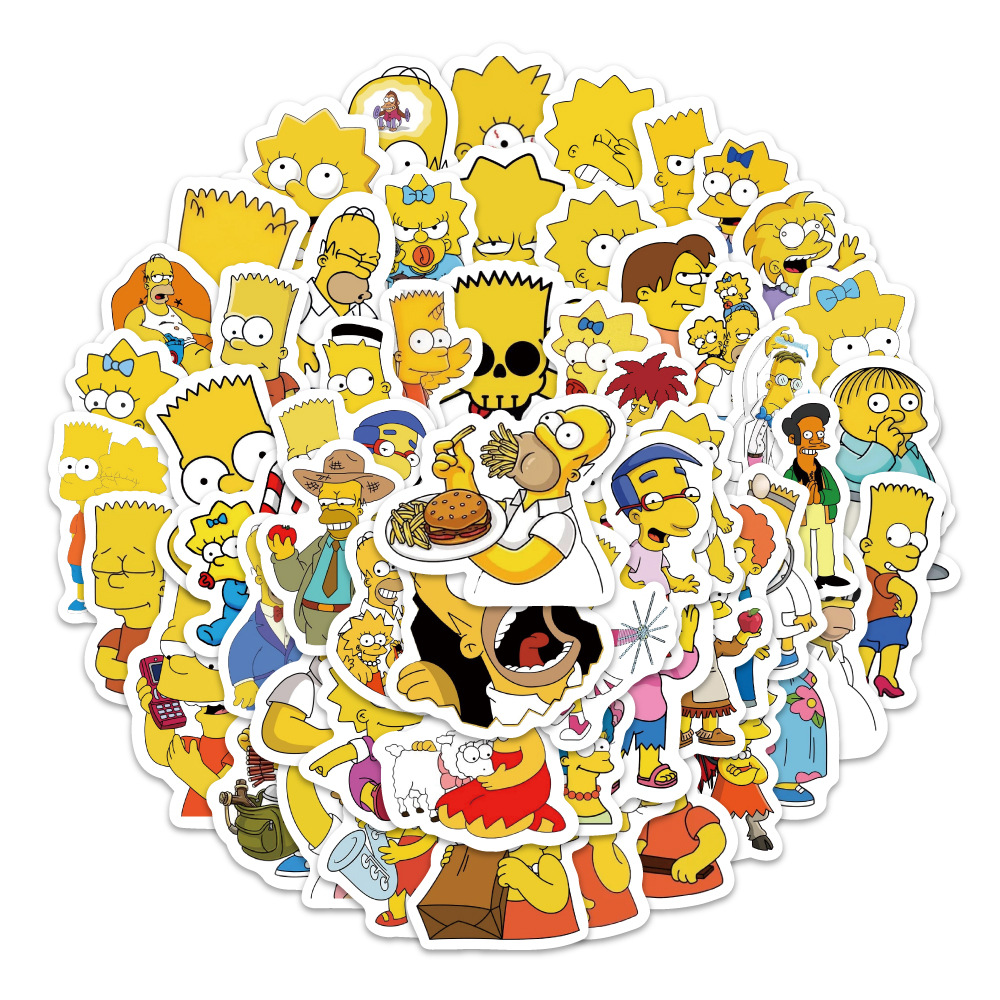 100张辛普森一家贴画装饰平板水杯笔记本手机壳跨境手账贴纸批发