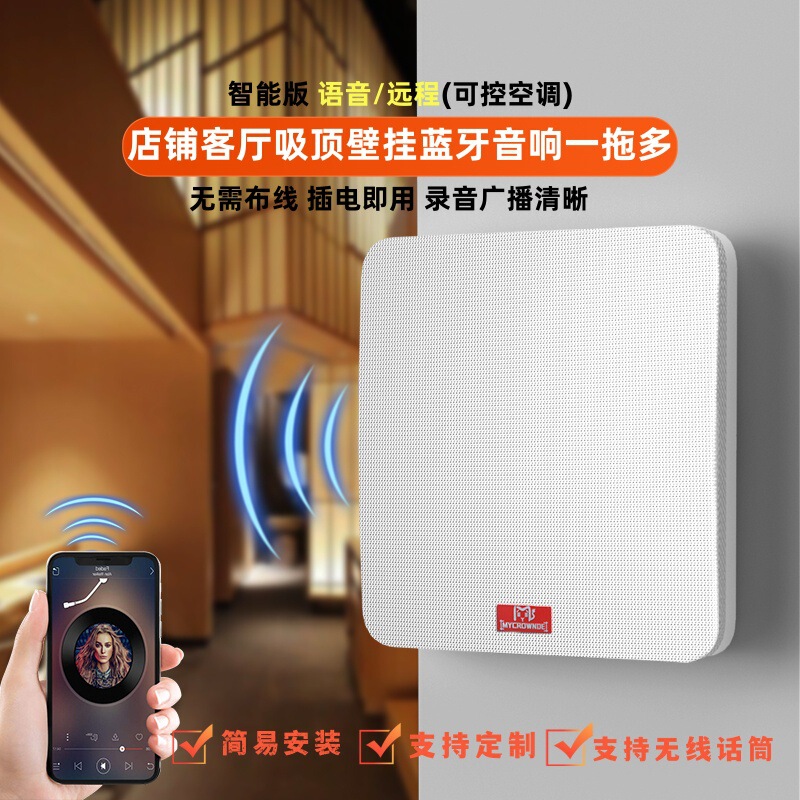 Cross-Border Wall-Mounted Speakers, Wireless Bluetooth Speakers, Wall-Mounted Ceiling Speakers for Shops, Commercial Multi-Room Public Broadcasting, Multiple Unit Synchronization