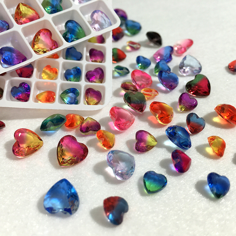 Pointed Peach Heart Love Shape Gradient Tourmaline Nail Armor Drill Color Bare Stone Glass Crystal Gem Drill Pointed Peach Heart Love Shape Gradient Tourmaline Nail Armor Drill Color Bare Stone Glass Crystal Gem Drill