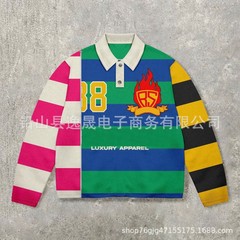 2025速卖通新款时尚潮流 3D印花长袖POLO街头潮流卫衣
