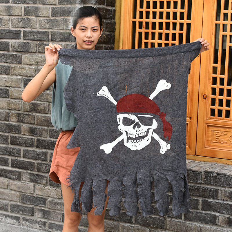Bandera pirata de Halloween Decoración de la fiesta de Halloween Decoración de la escena Bandera pirata de gran tamaño Bandera colgante Pirata Esqueleto Bandera