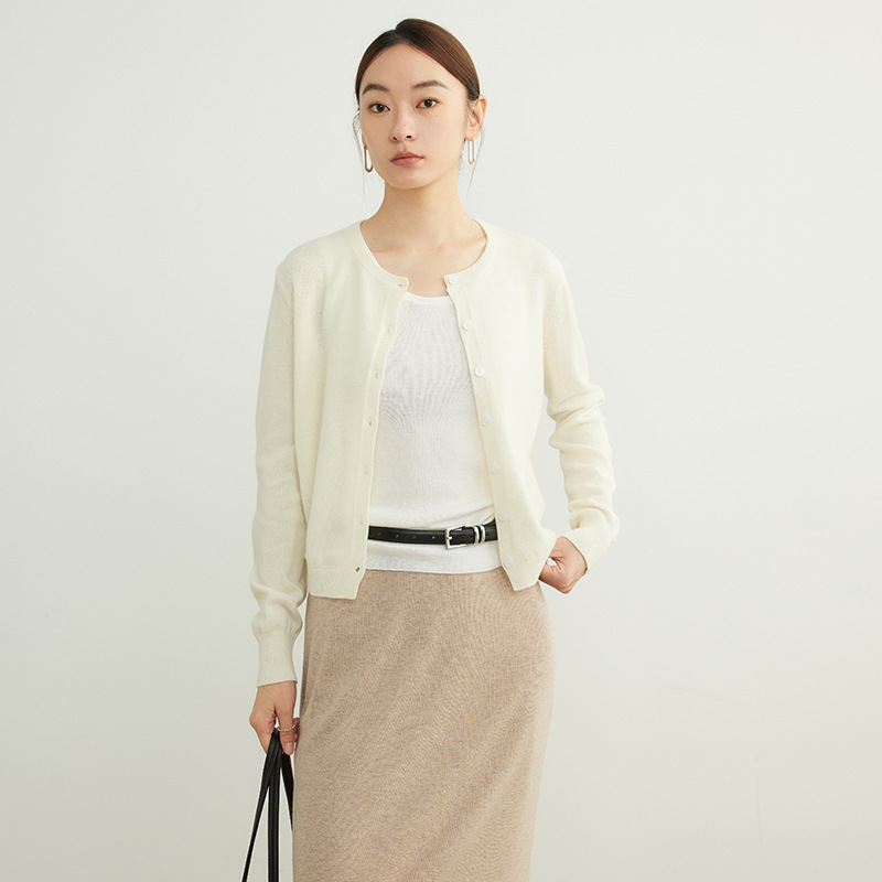 Merino 100% Wool Cardigan for Women, Versatile Thin Coat, Spring and Autumn Knit Sweater, 2026 New Women's Top