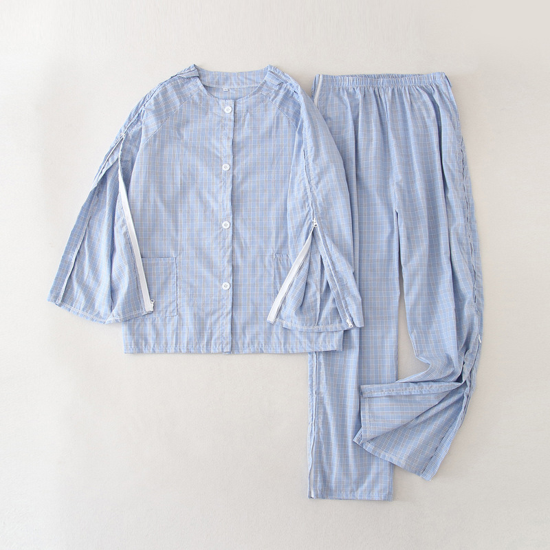 Nursing Clothes Are Easy to Put on and Take Off for Bedridden Patients, Paralyzed Elderly Patients, Fracture Cotton Men's and Women's Catheter Clothes, Spring and Autum