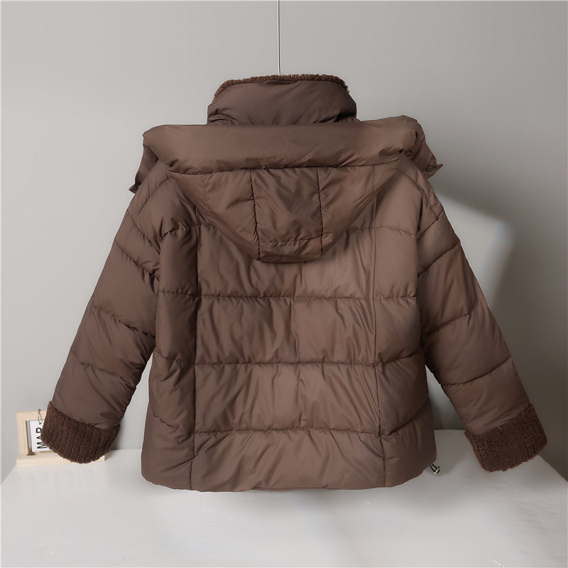 Women's Clothing winter coats cotton jacket high grade lamb wool collar cotton jacket thickened coat_voghion.com