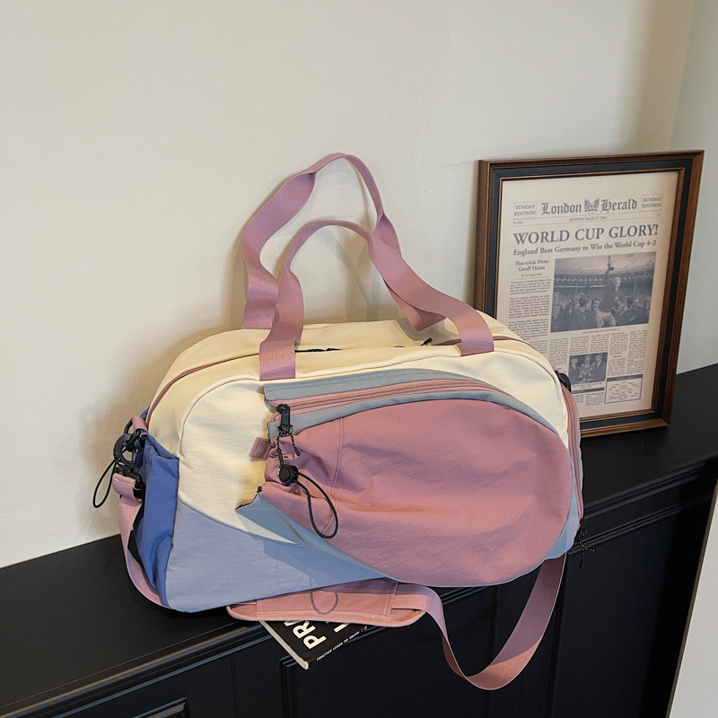 Cross-Border New Style Color-Blocking Tennis Bag with Wet and Dry Separation, Badminton Fitness Bag with Independent Shoe Compartment, Travel Luggage Bag