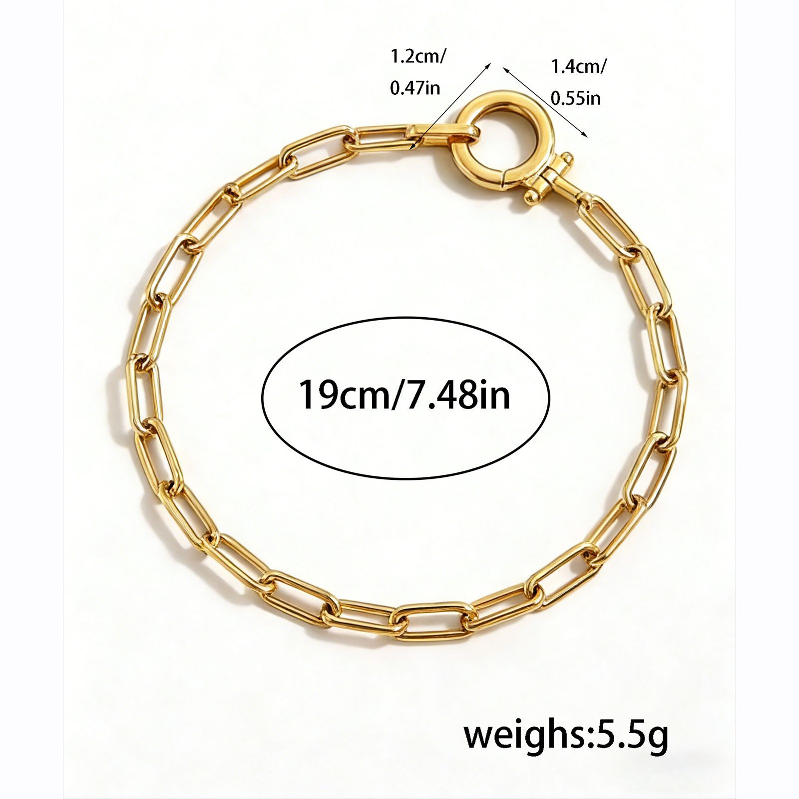 Stainless Steel Paperclip Bracelet With Adjustable Round Ring_voghion.com