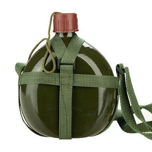 Old-Fashioned Aluminum Water Kettle Thickeneded Strap Water Kettle 87 Water Kettle Labor Protection Military Training Outdoor Sports Large Capacity Convenient Military Green Aluminum Water Kettle