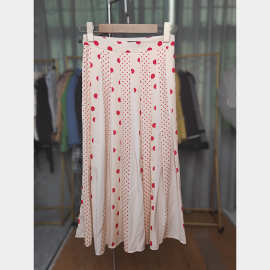 超仙！轻盈红色波点裙长款少女粉色A字裙2022