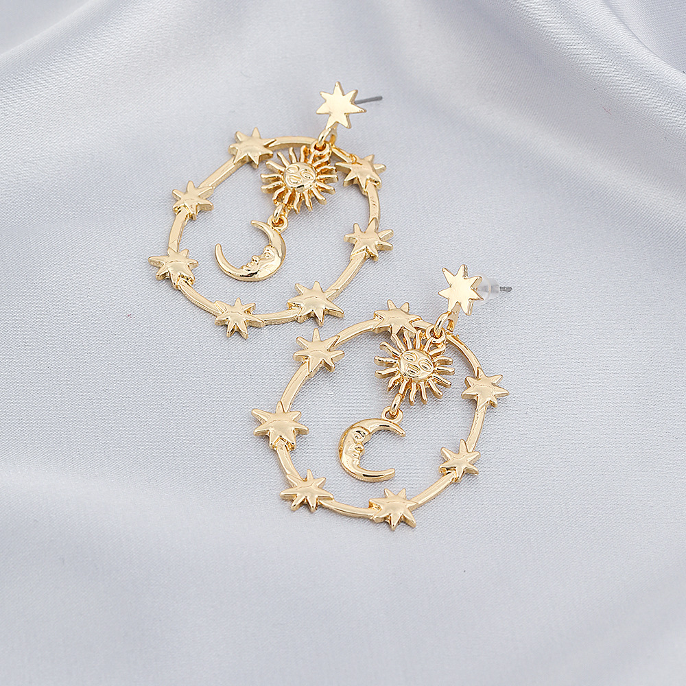 New Fashion Jewelry Sun Stars Moon Pendant Alloy Earrings display picture 2