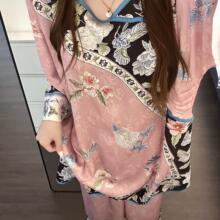 新中式少女休闲短袖睡衣女2025夏季新款家居服大码长裤两件套ins